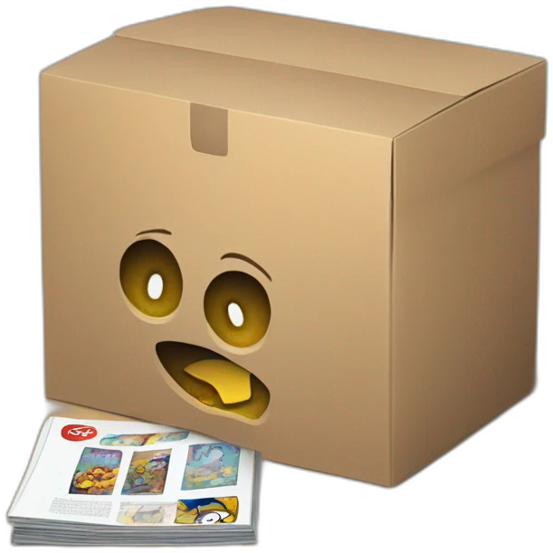 a comics box open with comics issue in emoji