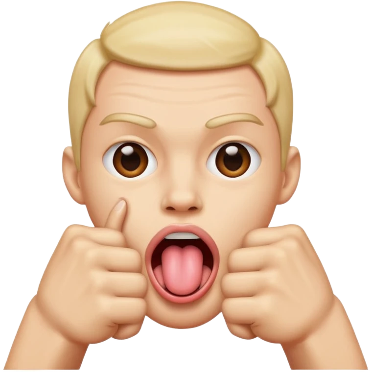 Tongue out face with two fists making a tube shape emoji