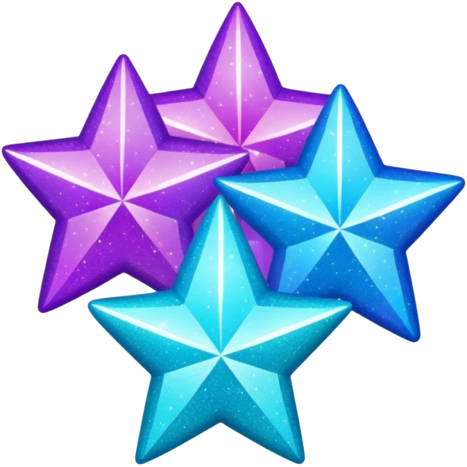 glitter purple and cian 3 stars  emoji