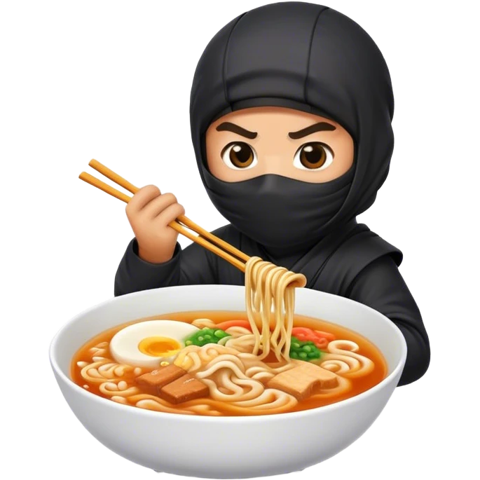 Emoji de ninja comiendo un ramen emoji