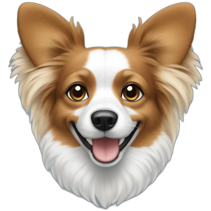 papillon dog white short hair with light brown ears smiling wearing west coast eagles top emoji