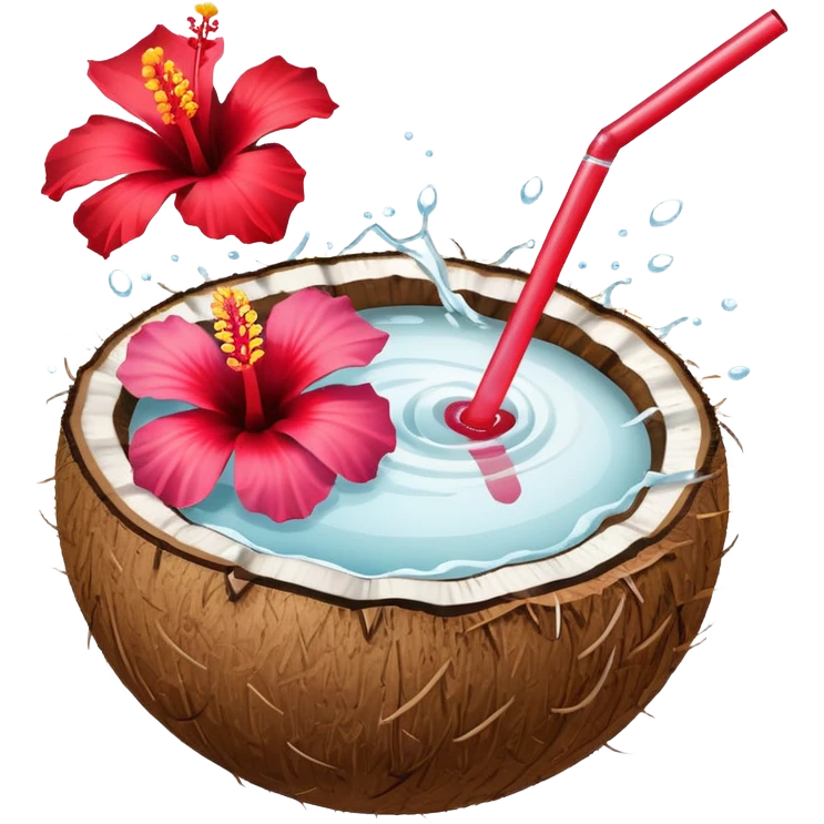 Coconut drink with a hibiscus flower emoji