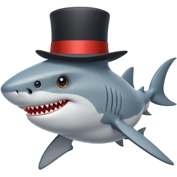 Shark with a top hat emoji