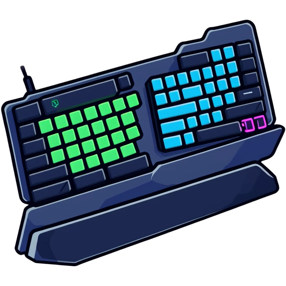 gaming keyboard with glowing lights server logo emoji