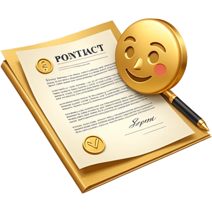 3D perspective Premium contract golden paper signed emoji