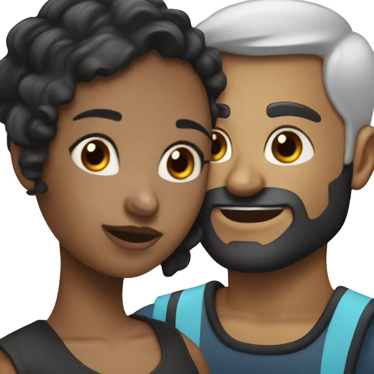 An Aquarius female black with dark hair and a cancer male with a beard on a sailboat emoji