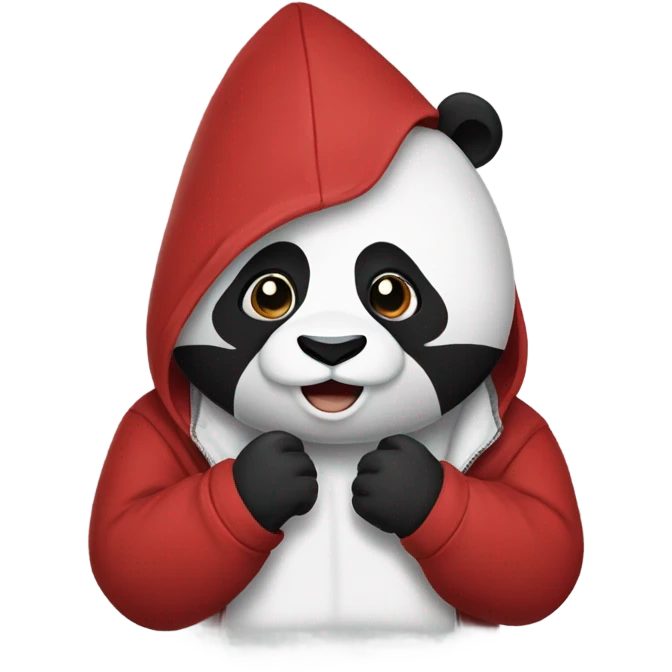panda wearing a crimson hoodie emoji
