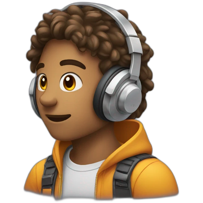 Gamer is wearing a headphones and playing games emoji