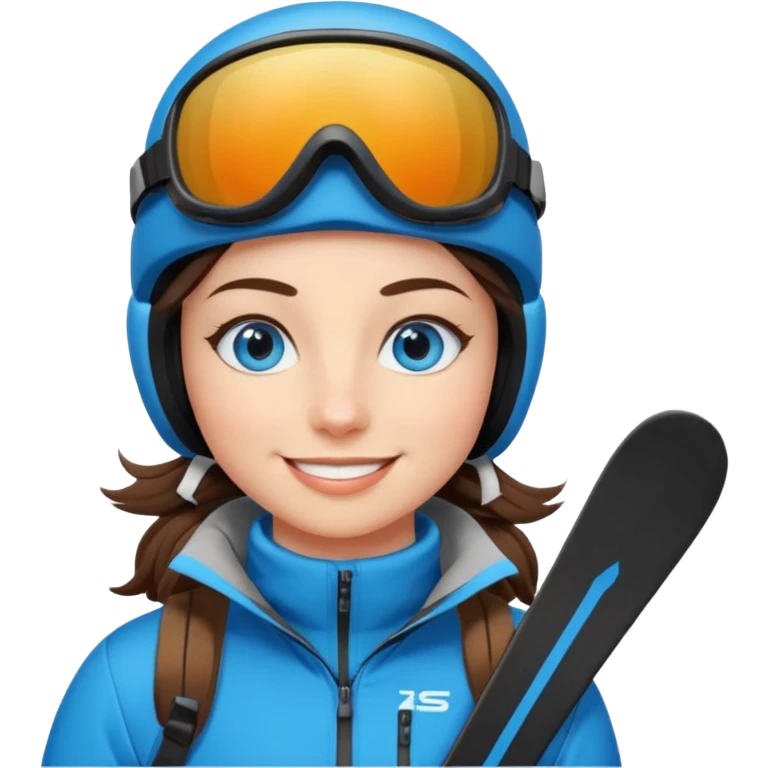 brunette with blue eyes skiing downhill  emoji