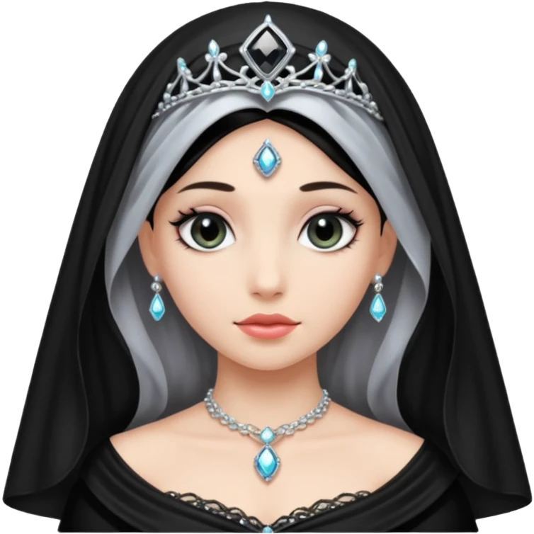 Night Princess – black veil + silver gem emoji