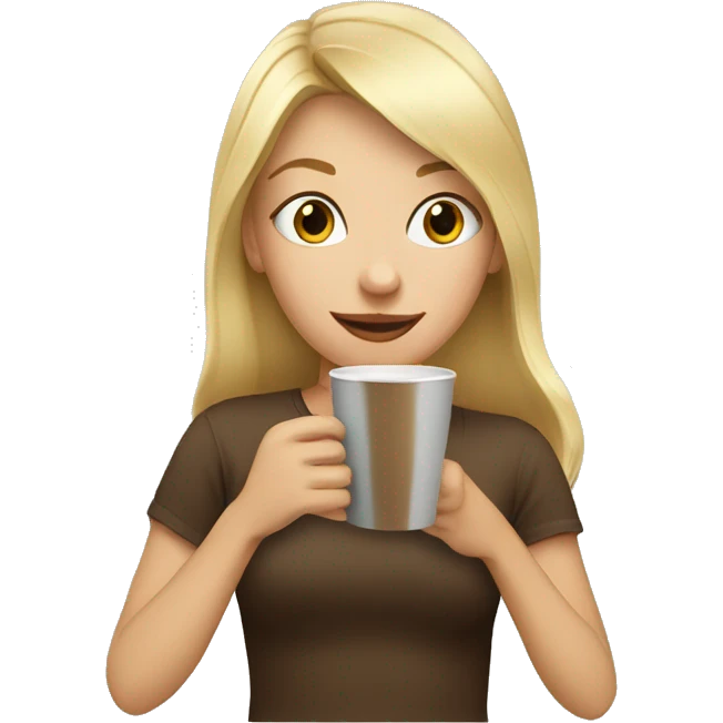 blonde girl drinking coffee emoji