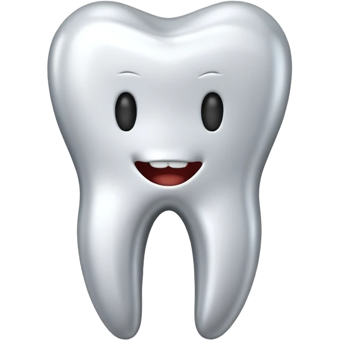 human tooth emoji, smooth chrome ceramic-metal texture, clean medical luxury aesthetic, isolated on white, no face emoji