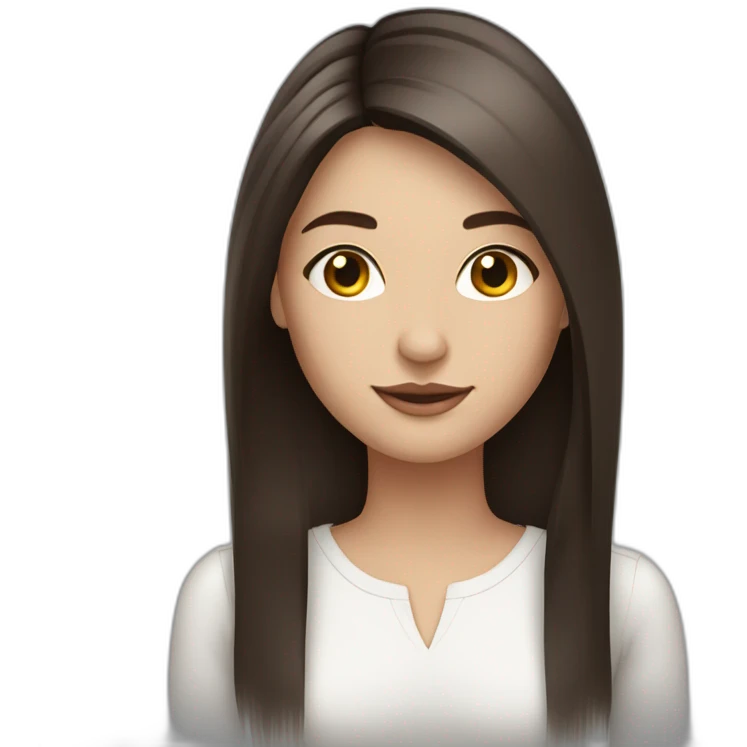Fair skinned pretty woman with long straight dark brown hair emoji