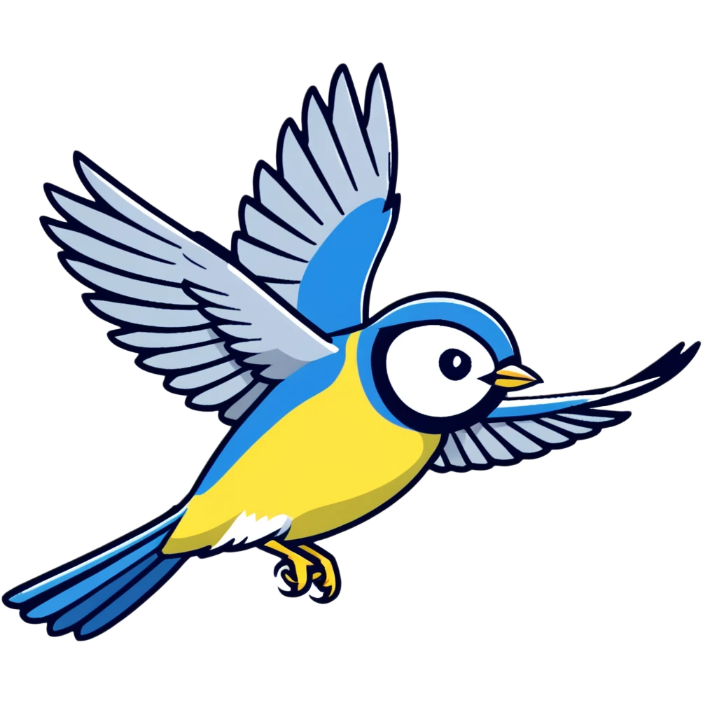 Eurasian blue tit bird flying in the air emoji