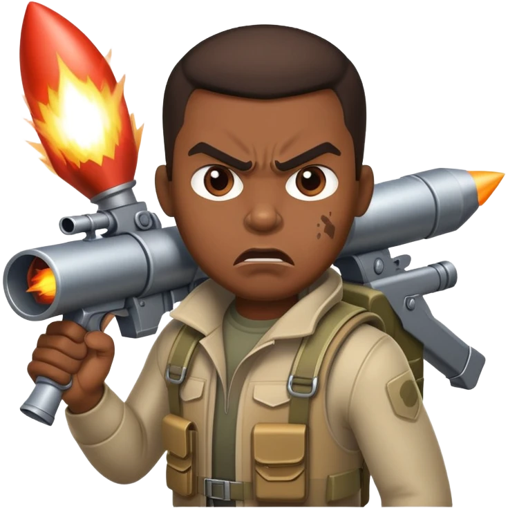 Black guy with rocket laucher going mad emoji