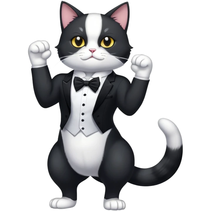 Super muscular Buff sigma Gigachad cat full body tuxedo colored  emoji
