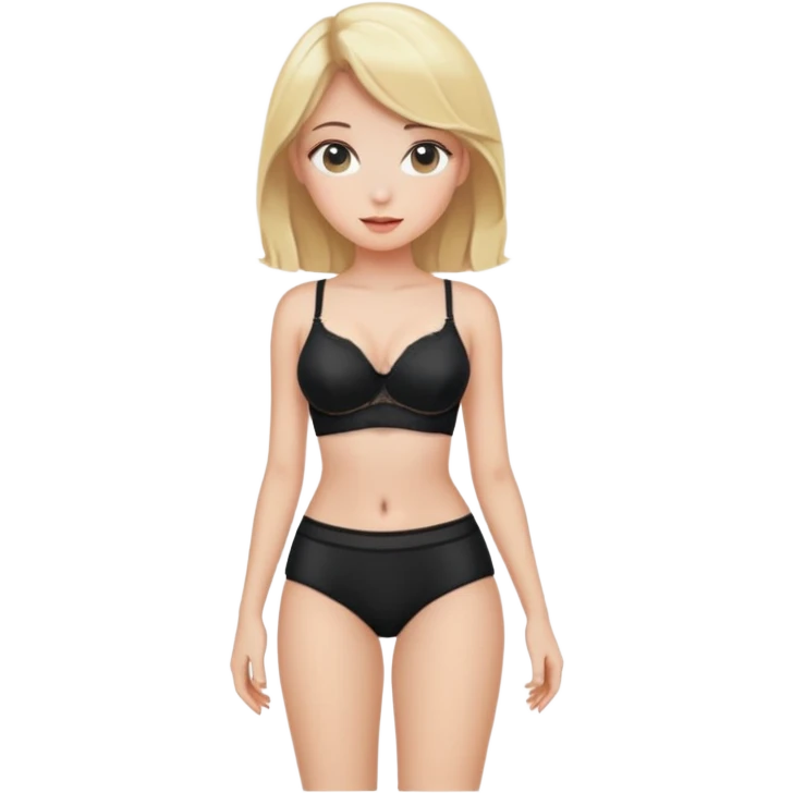Hentai, skirt up, black bra, black panties, girl, blonde emoji