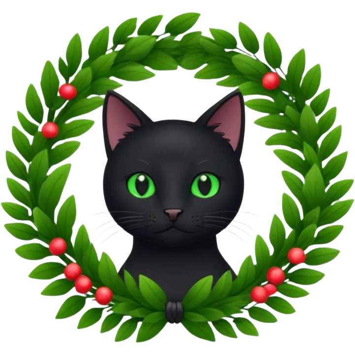wreath black cat emoji