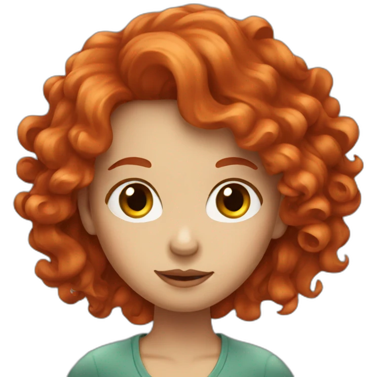 Long Red haired curled girl emoji