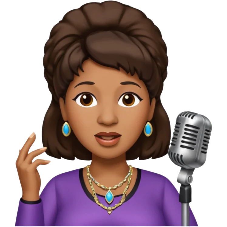Aretha Franklin with dark brown hair emoji