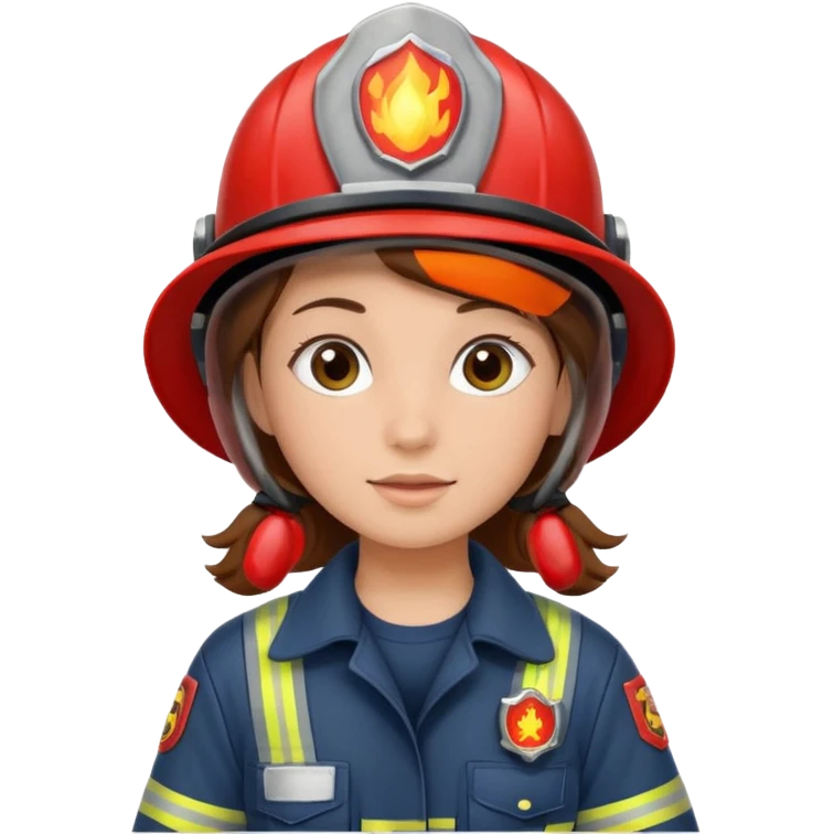 girl fireman with brown hair emoji