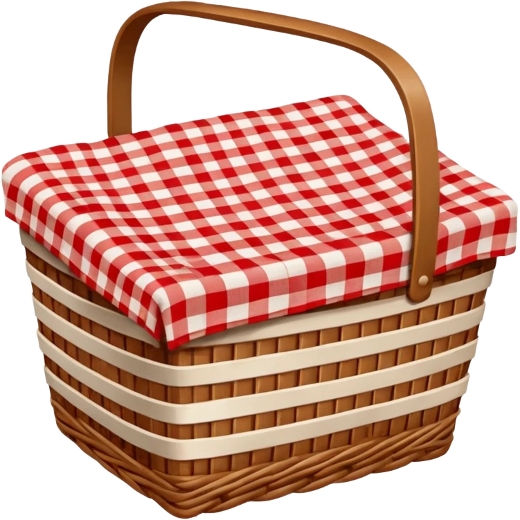  empty wicker basket with picnic cloth in it emoji