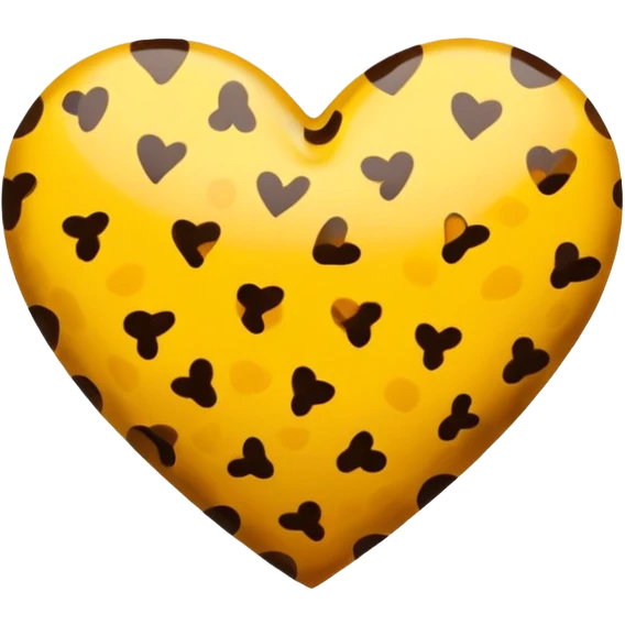 yellow heart with brown cheetah print inside emoji