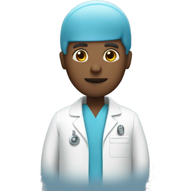 man in clean room blue medical suit emoji
