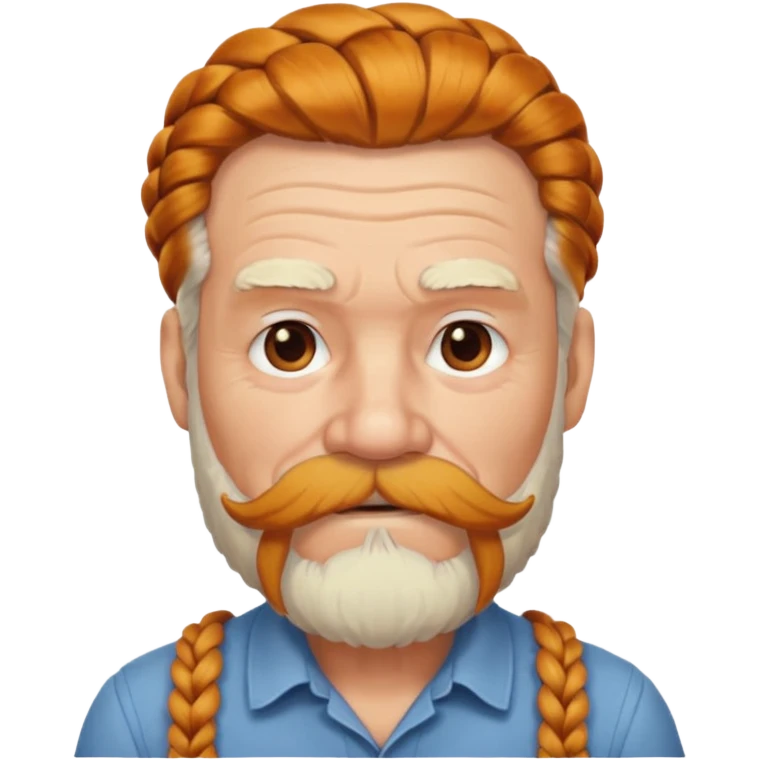 very old, white bearded and white mustached, ginger thick haired, braided, earringed emoji