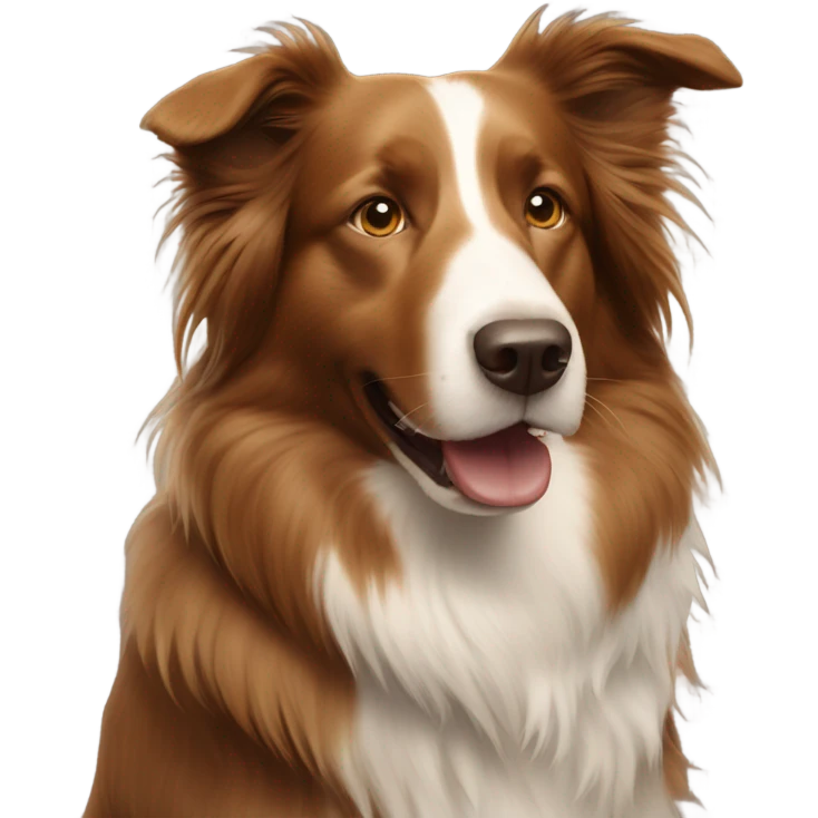 light brown border collie and woman with long brown hair emoji