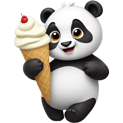 Panda eating ice cream emoji