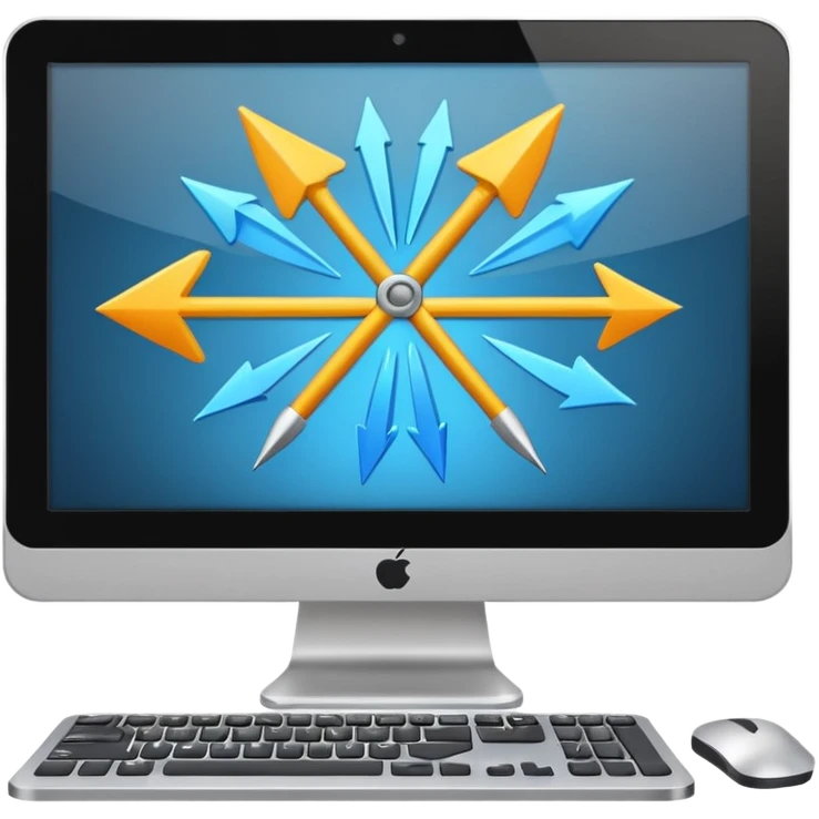 computer with arrows coming to it emoji