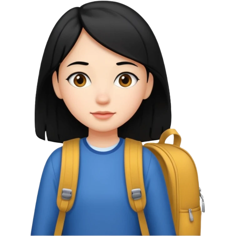 girl with black hair arriving to school on time emoji