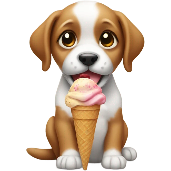 Puppy with ice cream emoji