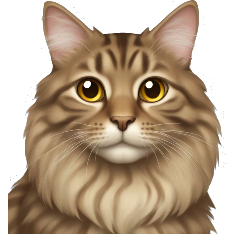 a long haired dark tan tabby cat  emoji