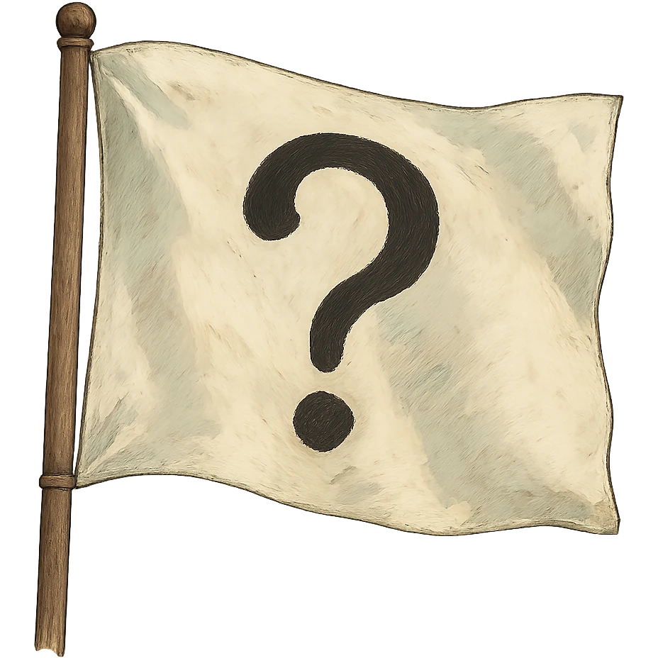 white flag with a large black question mark on it emoji