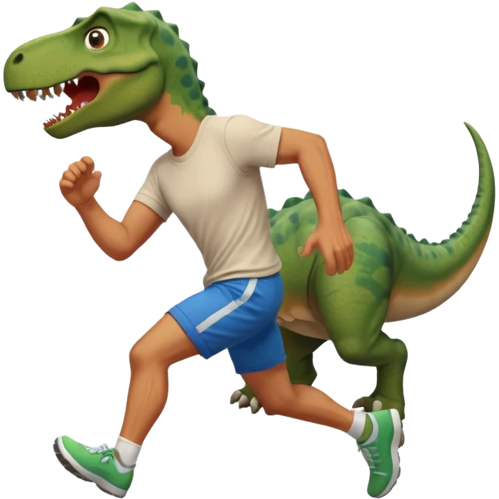 Dude running away from dinosaur emoji