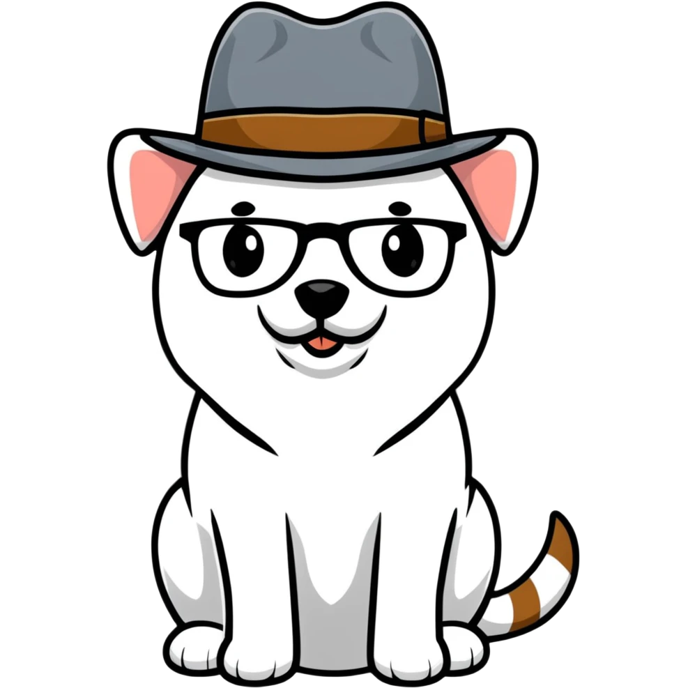 Dog wearing fedora and glasses￼ emoji