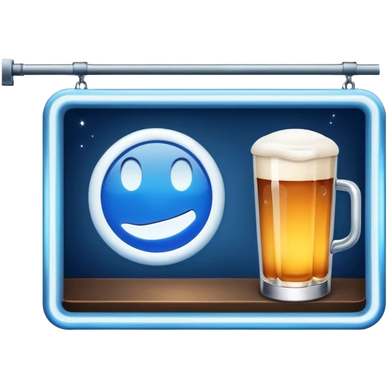 a blue sign on a nighttime bar emoji