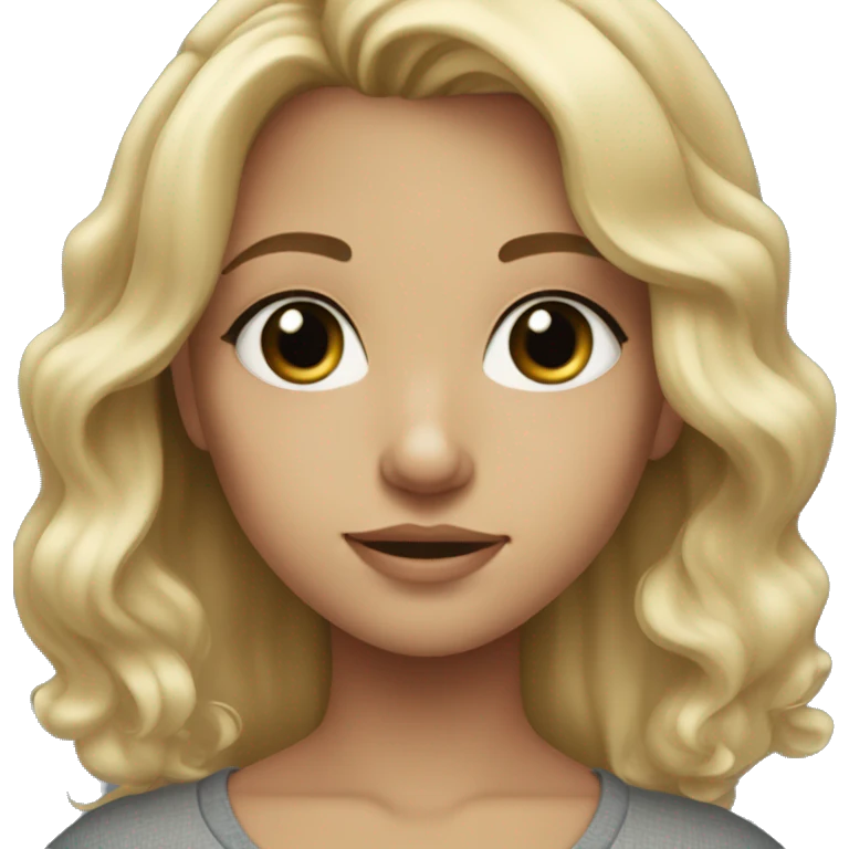 Girl with blonde slight wavy hair and gray blueish eyes  emoji