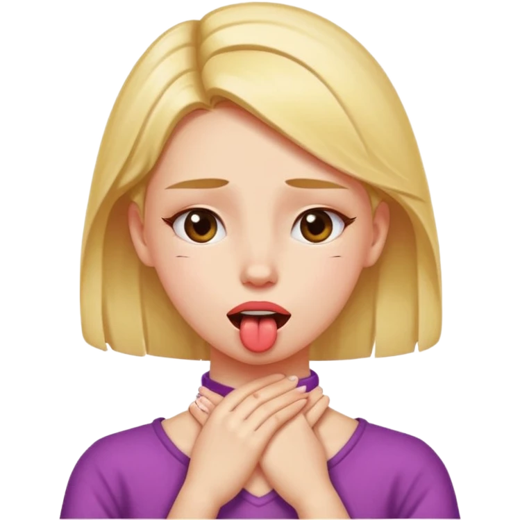 girl with hands crossed on her neck squinting her eyes with her tounge out emoji