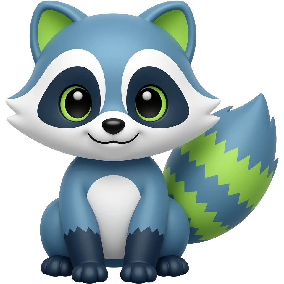Blue Tanuki with green emoji