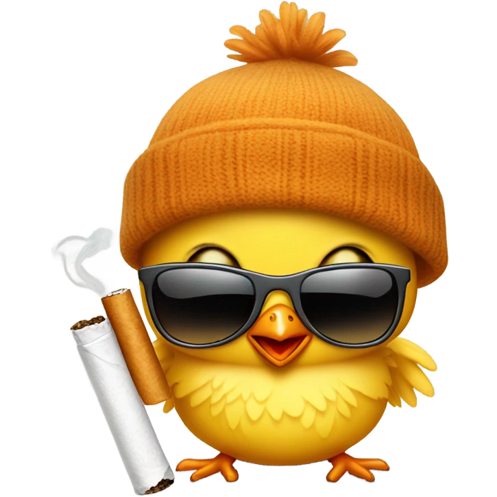 Baby chick with sunglasses and a beanie smokkin emoji