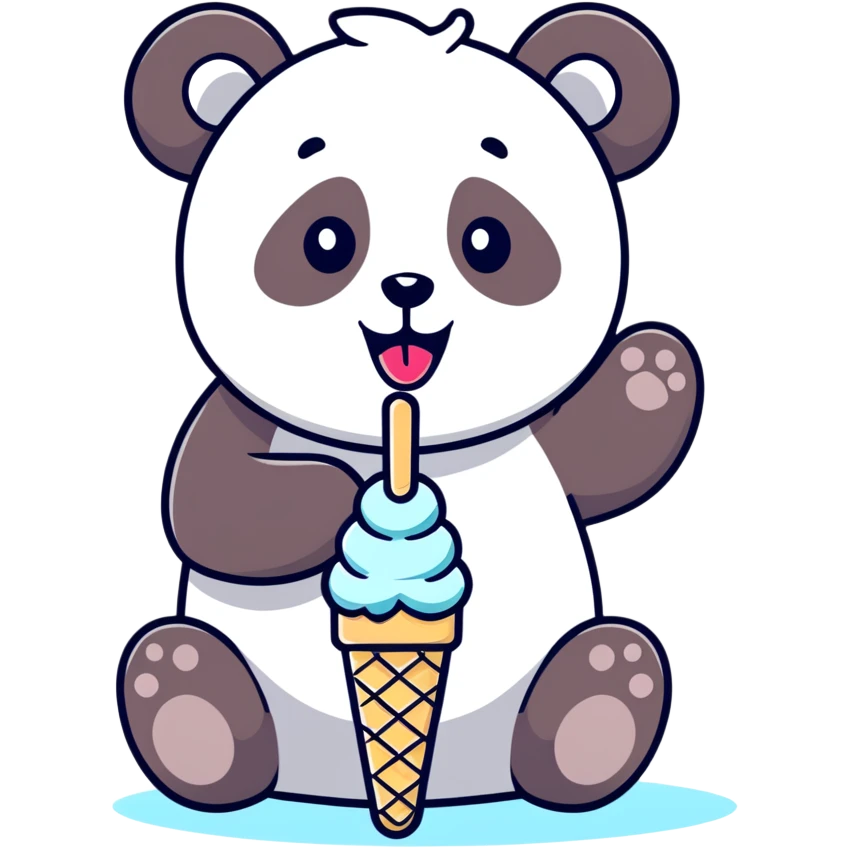 Panda eating ice cream emoji