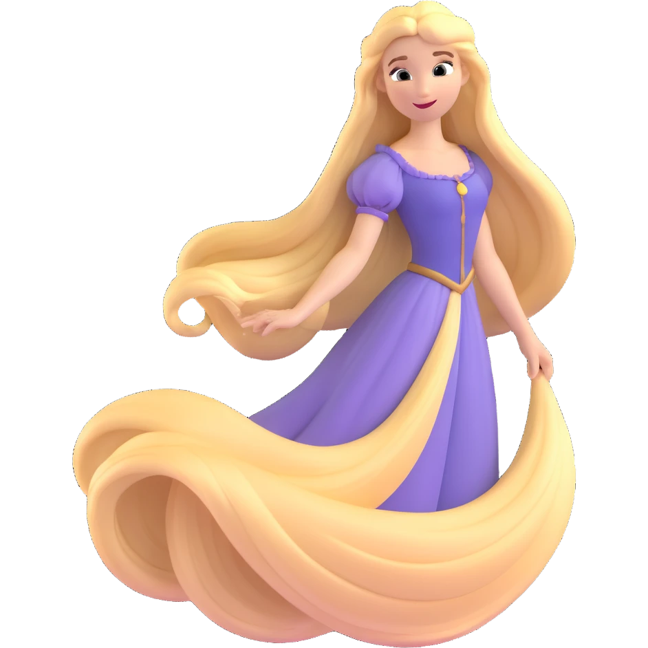 Disney Princess Rapunzel with extremely long flowing blonde hair emoji