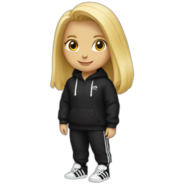 Blonde Girl with black adidas hoodie emoji
