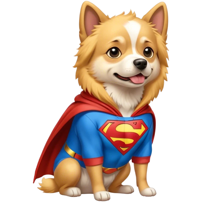 A dog wearing a Superman hoodie ￼ emoji