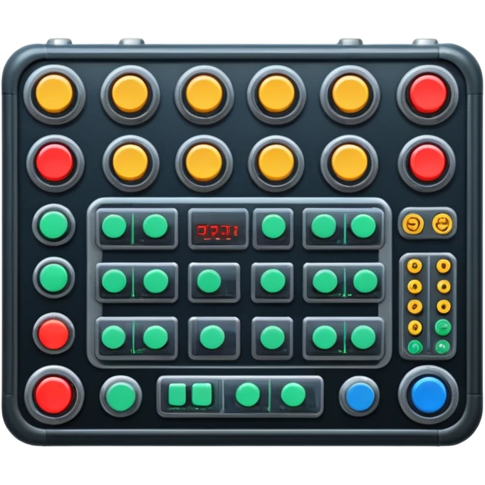 A huge sci-fi control board with buttons, sliders, meters, knobs. emoji