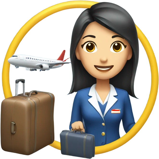 asian FLIGHT ATTENDANT WITH A LUGGAGE emoji