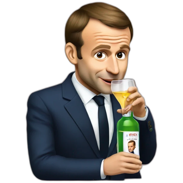 emmanuel macron drinking vodka emoji